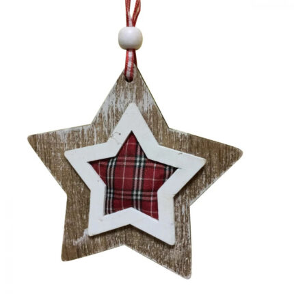 Ornament stea din lemn cu material