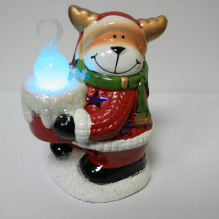 Decoratiune Ren cu lumanare din ceramica