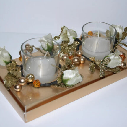 Set 2 lumanari cu suport decor